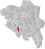 Etnedal markert med rødt på fylkeskartet