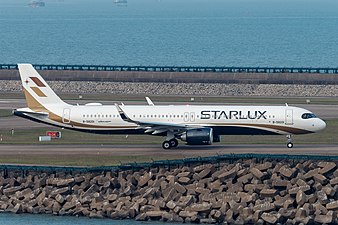 This Starlux Airlines A321neo has doors R3/L3 plugged and replaced with windows (seating: 188, maximum: 195).[11] (The interior panel is windowless.[17])