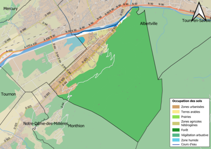 Carte en couleurs présentant l'occupation des sols.