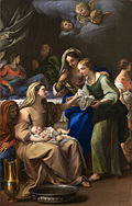 Carlo Marattas maleri «Jomfru Marias fødsel» fra 1685 viser den nyfødte Maria i fanget hos ammen, med mora Anna av Jerusalem i barselseng bak