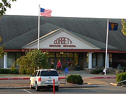 The flags at Corbett Grade School demonstrate Corbett's signature east wind.