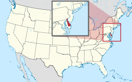 Mapa ti Estados Unidos a mangipakita ti Delaware