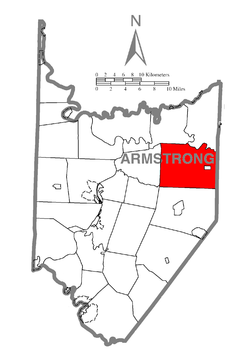 Map of Armstrong County, Pennsylvania, highlighting Wayne Township