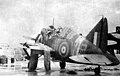 Brewster B-339E of No. 243 Squadron. This aircraft was flown by Flying Officer Maurice Holder, who flew the first Buffalo sortie in the Malayan Campaign on 8 December 1941, strafing landing barges on the Kelantan River.[2] Damaged by ground fire, it was abandoned at RAF Kota Bharu, where it was captured by the Japanese.[3]