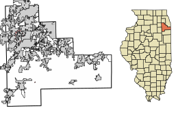 Location of Symerton in Will County, Illinois.