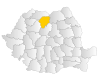 Map of Romania highlighting Bistriţa-Năsăud County