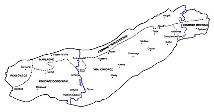 Découpage subrégional de la région condrusienne.