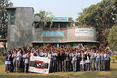 Group photo at Happyland Higher Secondary School.