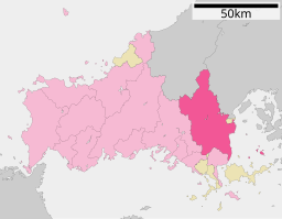 Iwakunis läge i Yamaguchi prefektur      Städer      Landskommuner