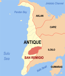 Map of Antique with San Remigio highlighted