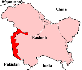 Kaart van Azad Jammu en Kasjmir اسلامی جمھوریۃ آزاد کشمیر
