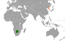Map indicating locations of Botswana and North Korea