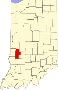 Map of Indijana highlighting Clay County