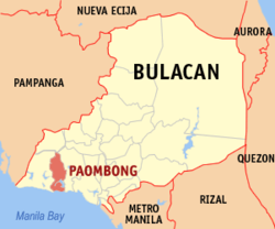 Map of Bulacan with Paombong highlighted