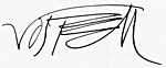 Signatur von Wolf Vostell mit angedeutetem Wurzelzeichen