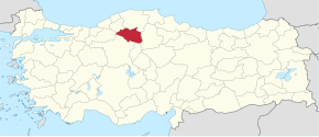 Poloha Çankırské provincie na mapě Turecka