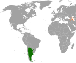 Map indicating locations of Argentina and Azerbaijan