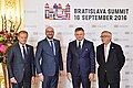 Donald Tusk (Evropski svet), Charles Michel, Robert Fico (Slovaška) ter Jean-Claude Juncker (Evropska komisija)