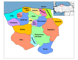 Location of Kastamonu within Turkey.