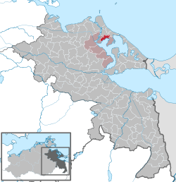 Elhelyezkedése Mecklenburg-Elő-Pomeránia térképén