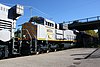 EMDX 3025 (behind 3024, 3023, 3017) SD70ACS heading north through St. Mary's from EMD plant in London Ontario. Part of 25-unit order for Saudi Railway Company (SAR)