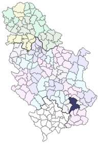 Location of the municipality of Leskovac within Serbia