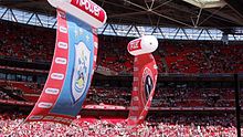 Huddersfield Town and Sheffield United flags at Wembley