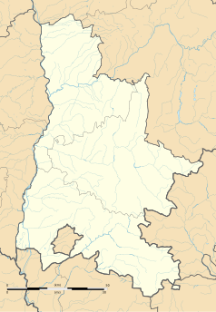 Mapa konturowa Drôme, na dole po lewej znajduje się punkt z opisem „Chamaret”