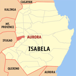 Mapa ng Isabela na nagpapakita sa lokasyon ng Aurora.