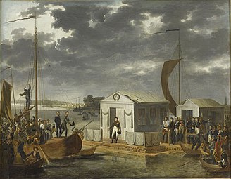 Entrevue de Napoléon Ier et d'Alexandre Ier sur le Niemen. 25 juin 1807, Versailles, musée de l'Histoire de France.