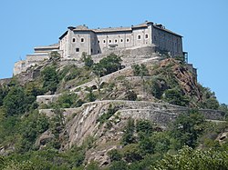 Fort Bard above the village in the Aosta Valley