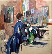 Dame en bleu devant un miroir (1914), Musées royaux des Beaux-Arts de Belgique.