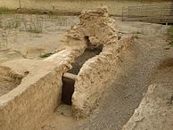 Canal de desagüe de la orquesta del Teatro romano de Caesaraugusta.