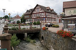 The Modau running through the town of Darmstadt and Ober-Rammstadt