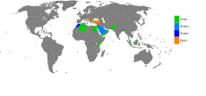 Land hvor Asma (grønt) er mye brukt