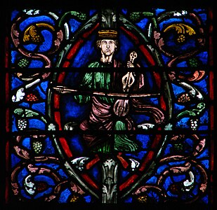 Musician in the Tree of Jesse window, 13th c. Chapel of Joan of Arc, (Bay 31)