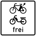 Zusatzzeichen 1022-15 E-Bikes und Mofas frei (seit 2017)