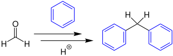 Reaktionsschema Baeyer-Diarylmethan-Synthese