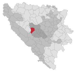 Lage der Gemeinde Donji Vakuf in Bosnien und Herzegowina (anklickbare Karte)