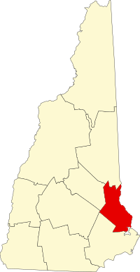 Map of Nju Hempšir highlighting Strafford County