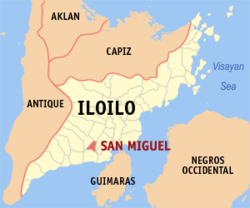 Map of Iloilo with San Miguel highlighted