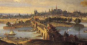 Le pont des Tourelles représenté par le peintre Jean-Baptiste Martin, 1690