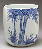 Japanese Hirado ware, water jar (for tea ceremony) with bamboo, 1st half 18th century