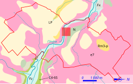 Carte représentant les différentes formations géologiques d'un territoire au moyen d'un jeu de couleurs.