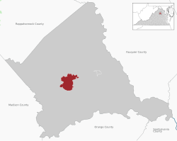 Location of Culpeper within the Culpeper County