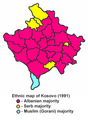 Ethnic map of Kosovo, 1991 data