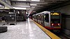 An outbound J Church train, signed for a 30th and Church short turn, at Civic Center station, 2018