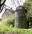 Large ventilation shaft of Glenfield Tunnel built by the Leicester and Swannington Railway, by the side of New Parks Way, Leicester, in April 2023.