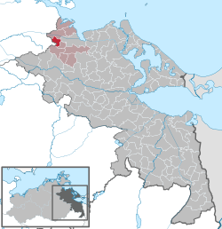 Elhelyezkedése Mecklenburg-Elő-Pomeránia térképén