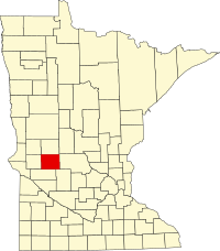 Map of Minesota highlighting Pope County